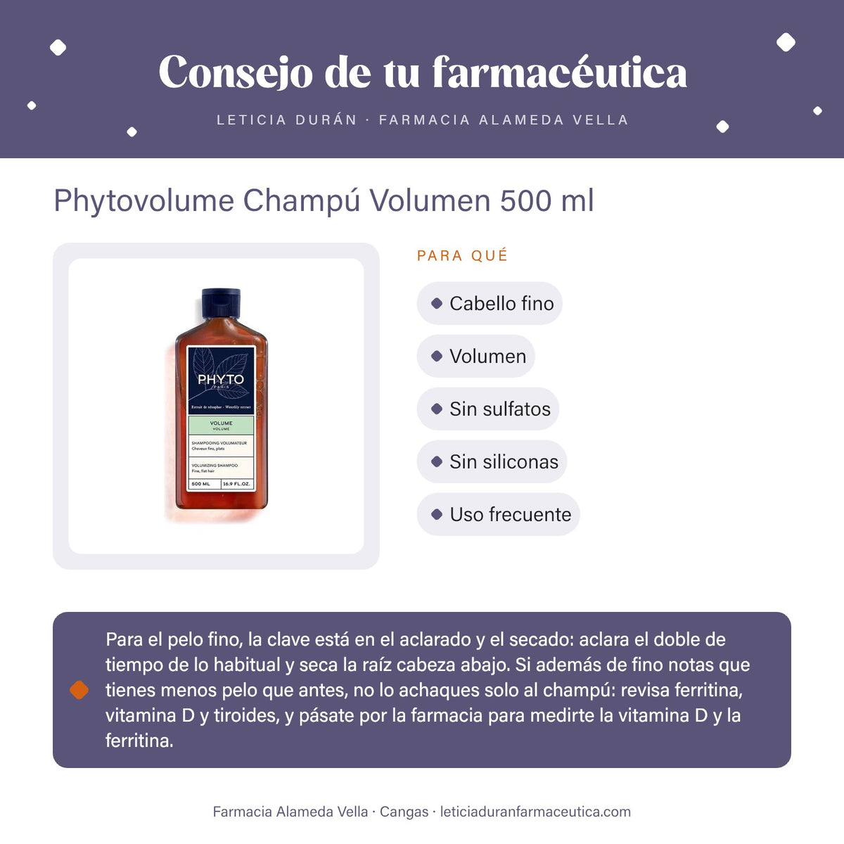 Phytovolume Champú Volumen 500 ml – consejo de tu farmacéutica