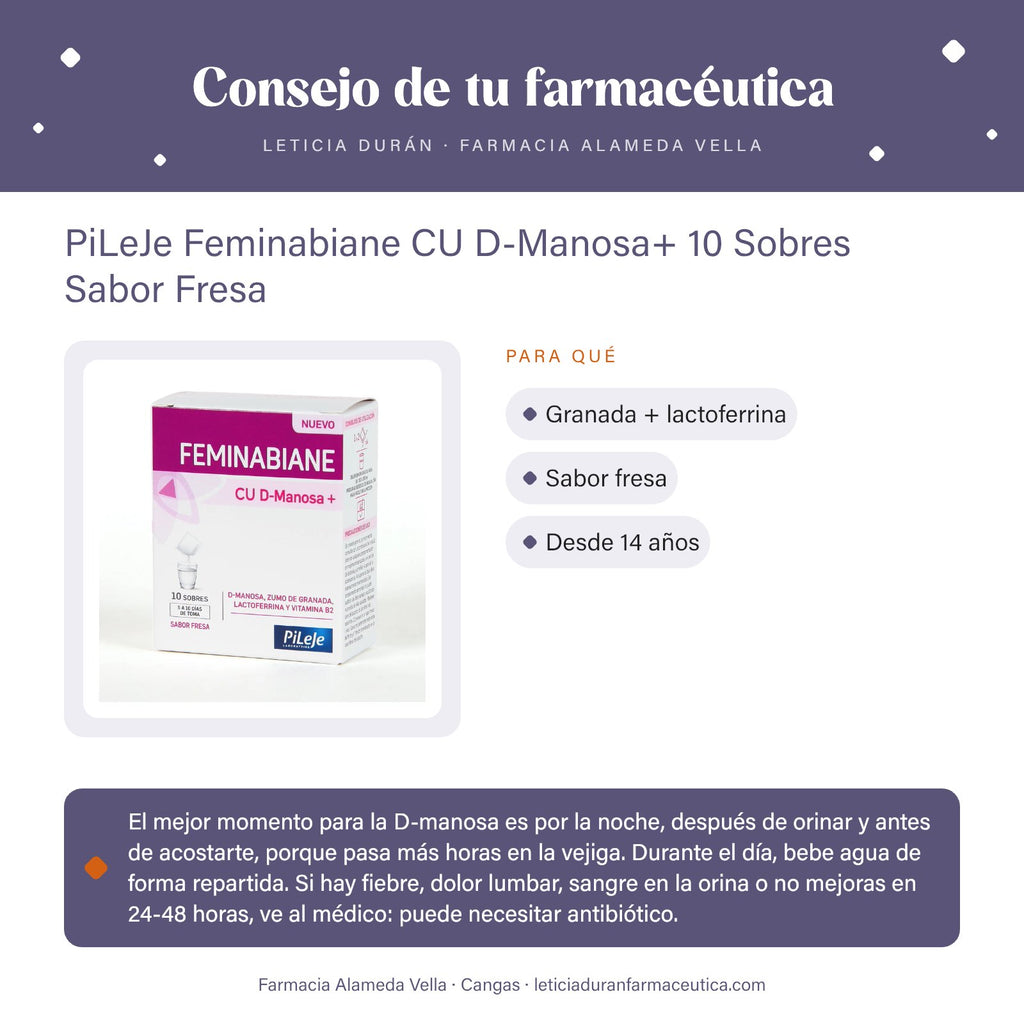 PiLeJe Feminabiane CU D-Manosa+ 10 Sobres Sabor Fresa – consejo de tu farmacéutica