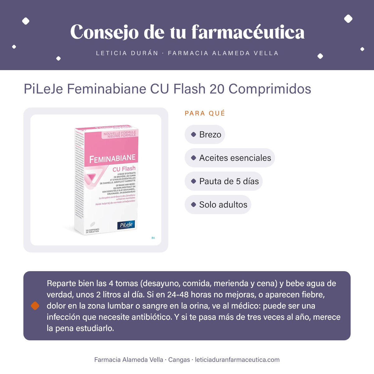PiLeJe Feminabiane CU Flash 20 Comprimidos – consejo de tu farmacéutica