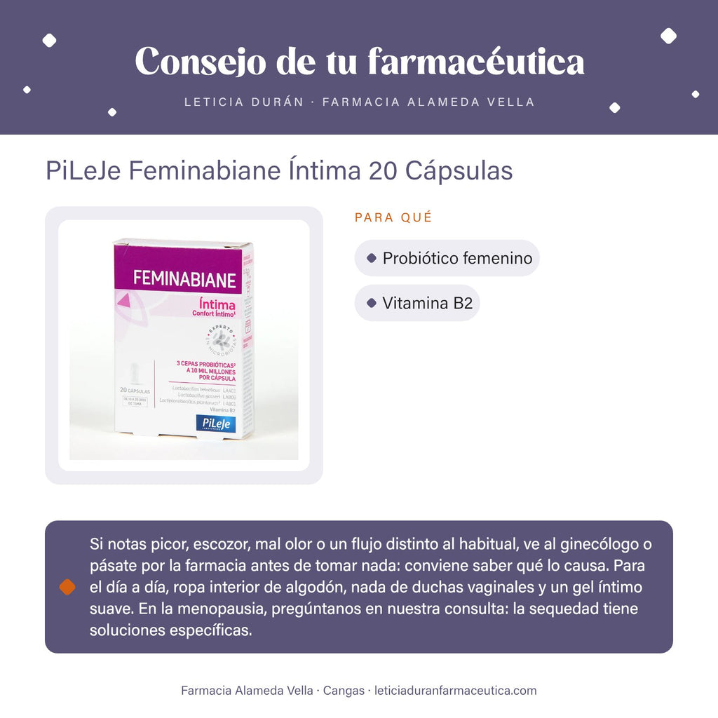 PiLeJe Feminabiane Íntima 20 Cápsulas – consejo de tu farmacéutica