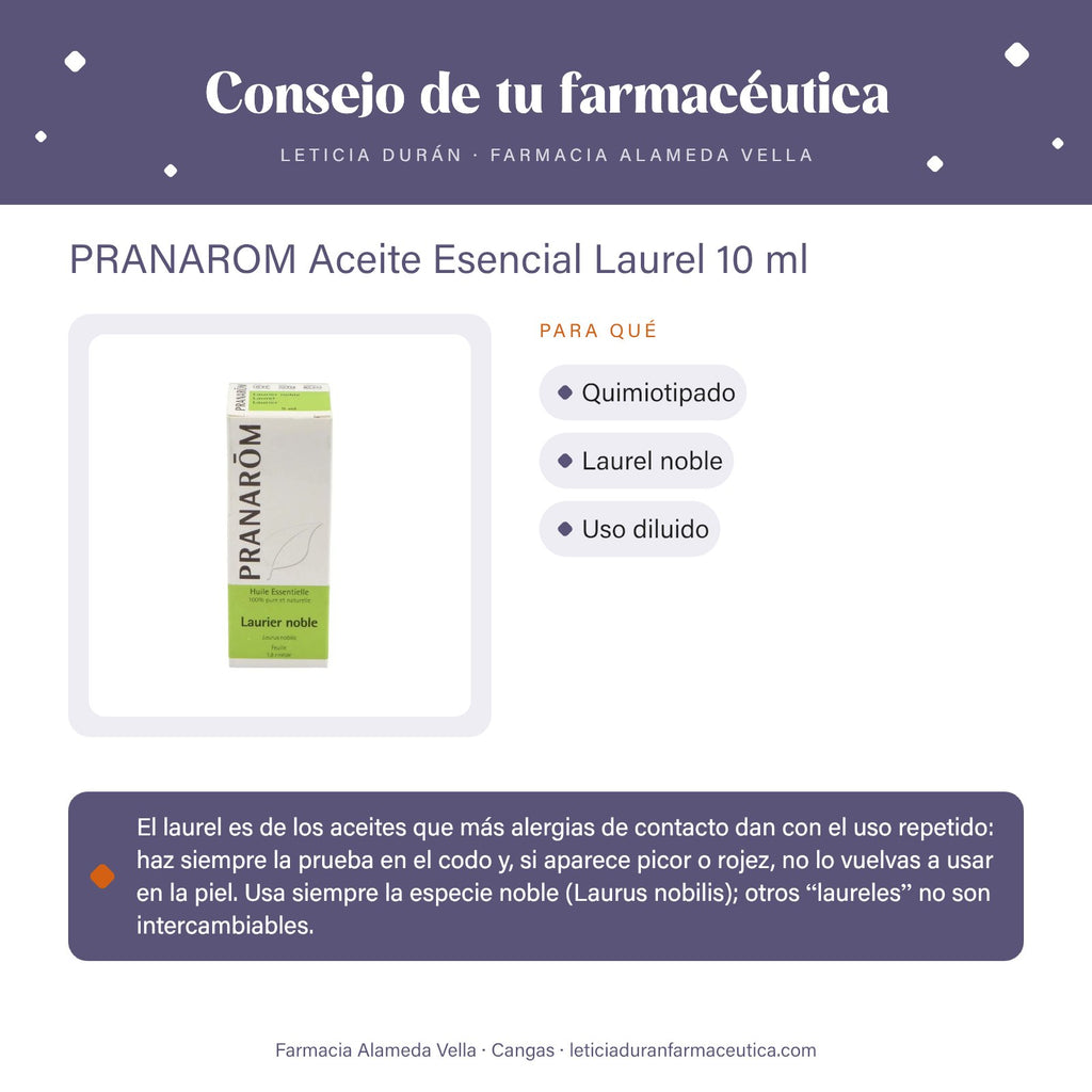 PRANAROM Aceite Esencial Laurel 10 ml – consejo de tu farmacéutica