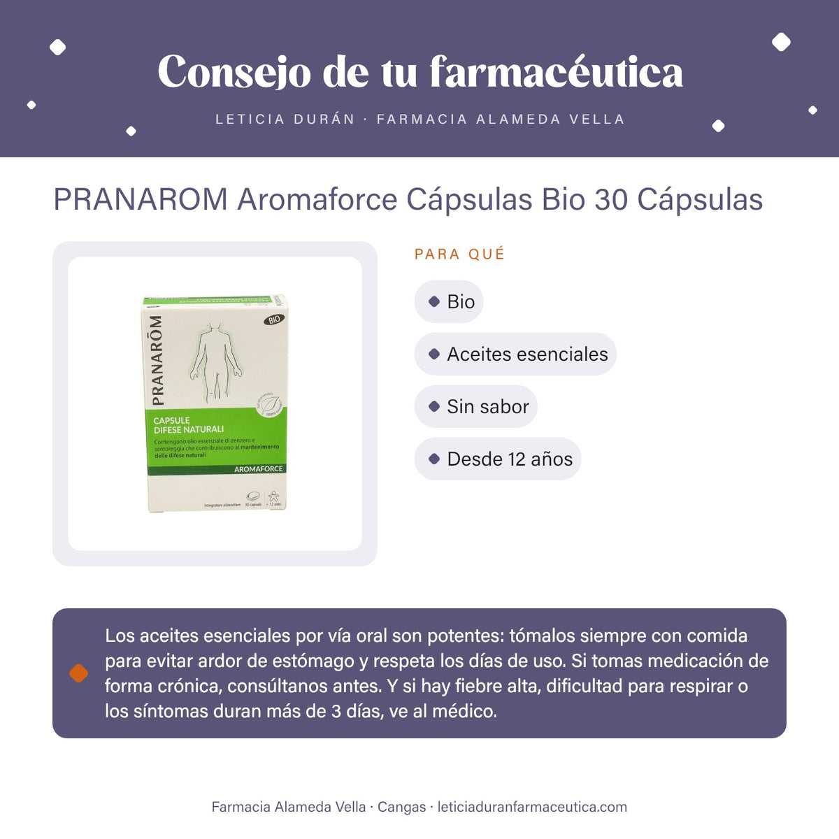 PRANAROM Aromaforce Cápsulas Bio 30 Cápsulas – consejo de tu farmacéutica
