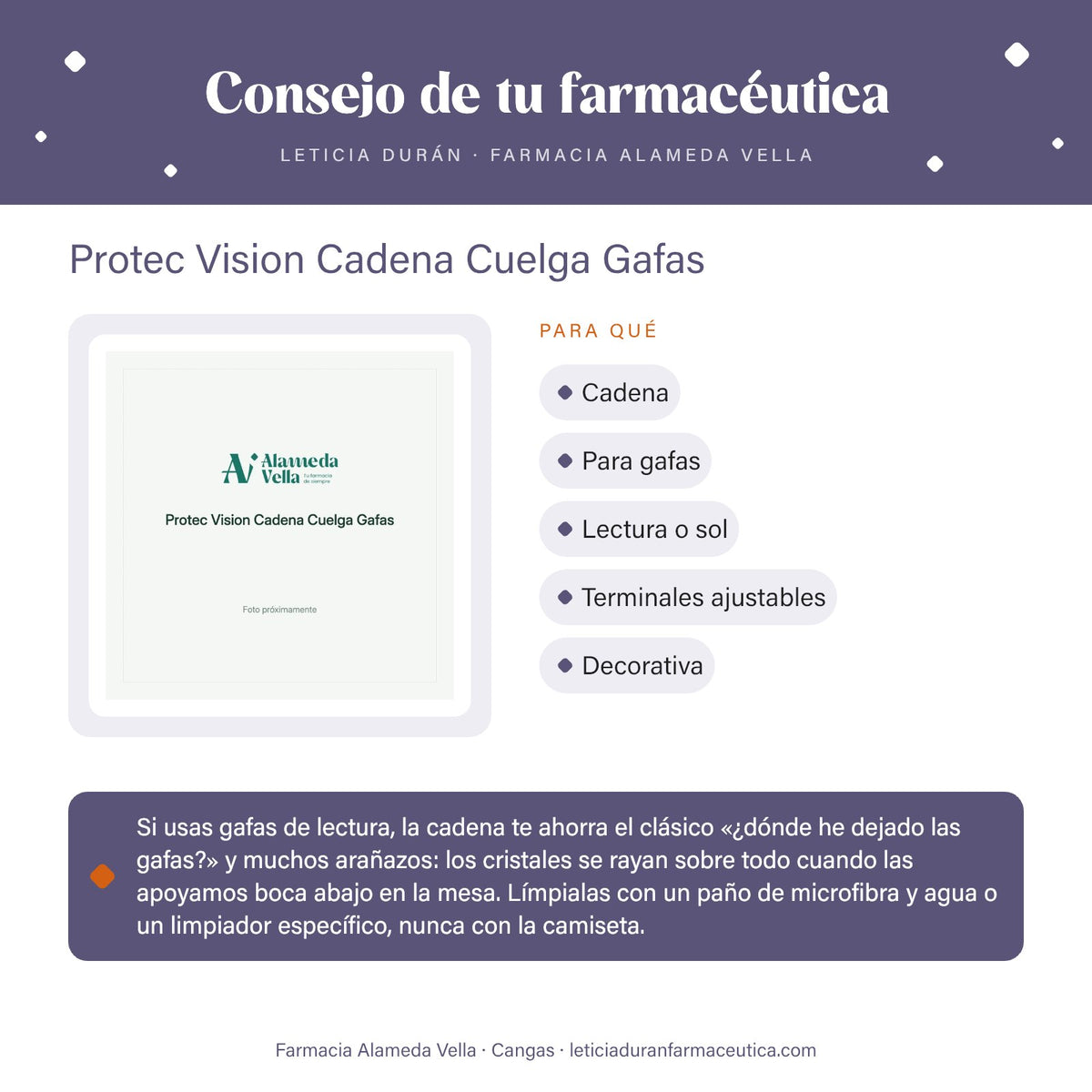 Protec Vision Cadena Cuelga Gafas – consejo de tu farmacéutica