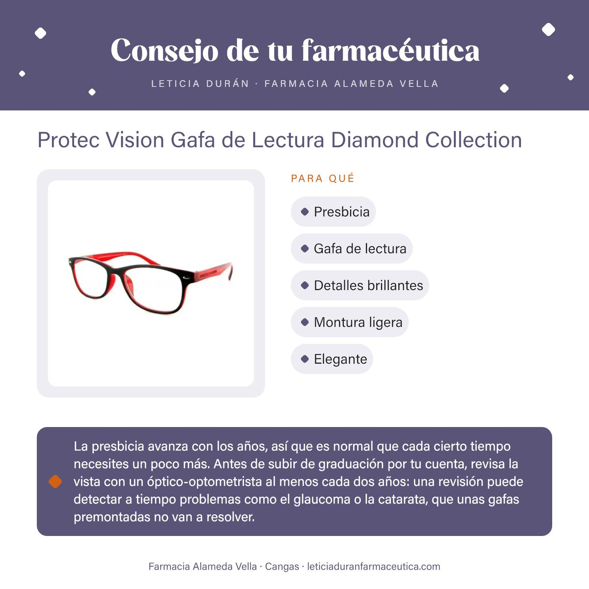 Protec Vision Gafa de Lectura Diamond Collection – consejo de tu farmacéutica