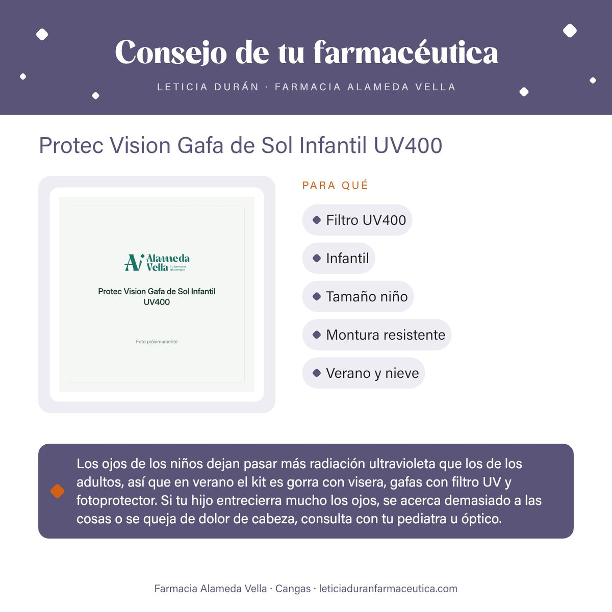 Protec Vision Gafa de Sol Infantil UV400 – consejo de tu farmacéutica