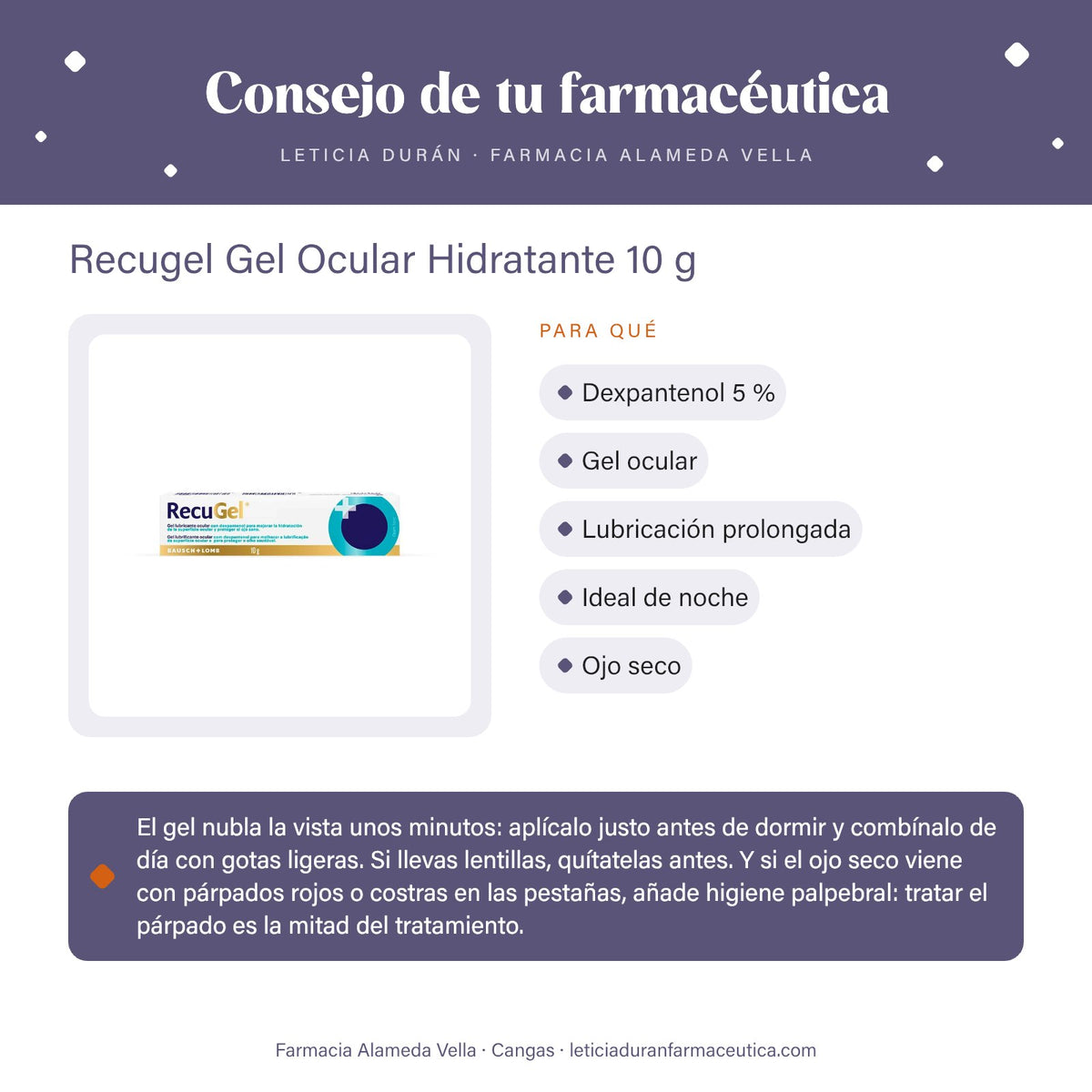 Recugel Gel Ocular Hidratante 10 g – consejo de tu farmacéutica