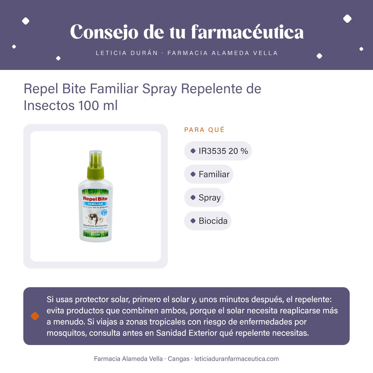 Repel Bite Familiar Spray Repelente de Insectos 100 ml – consejo de tu farmacéutica
