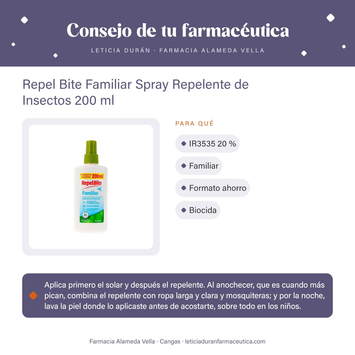 Repel Bite Familiar Spray Repelente de Insectos 200 ml – consejo de tu farmacéutica