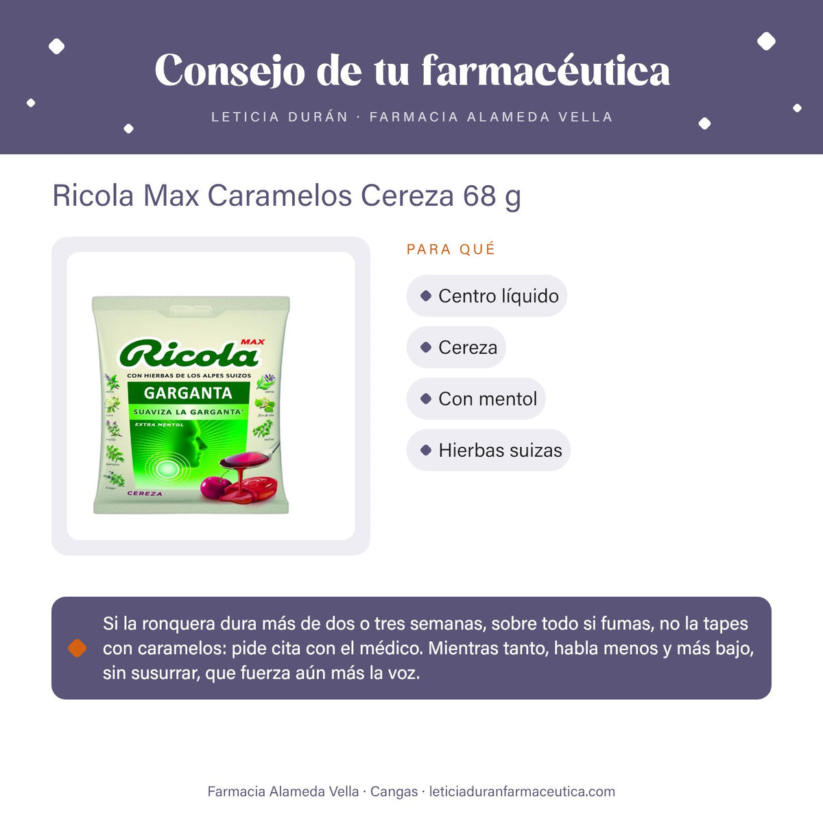 Ricola Max Caramelos Cereza 68 g – consejo de tu farmacéutica