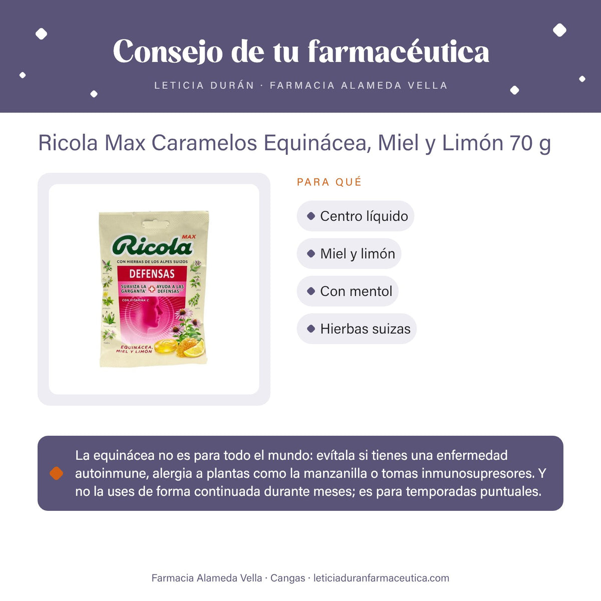 Ricola Max Caramelos Equinácea, Miel y Limón 70 g – consejo de tu farmacéutica