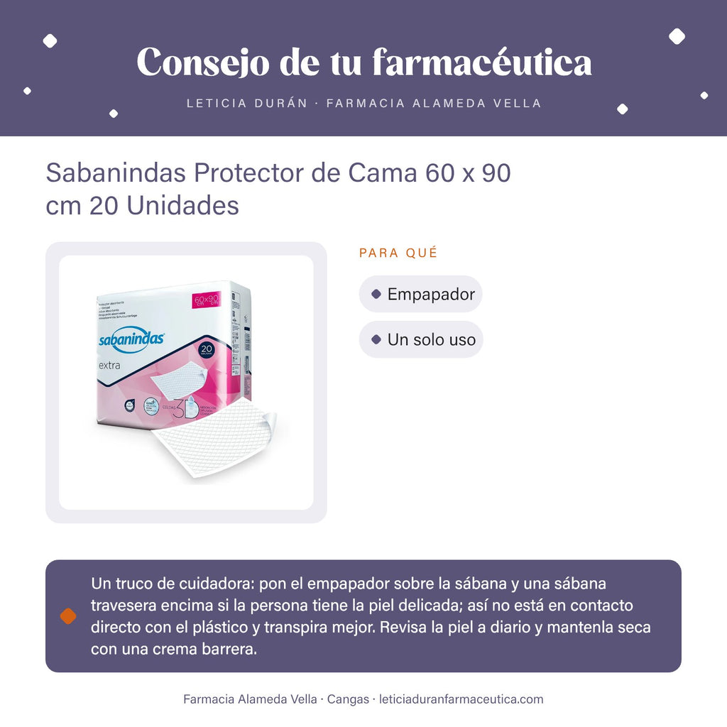 Sabanindas Protector de Cama 60 x 90 cm 20 Unidades – consejo de tu farmacéutica
