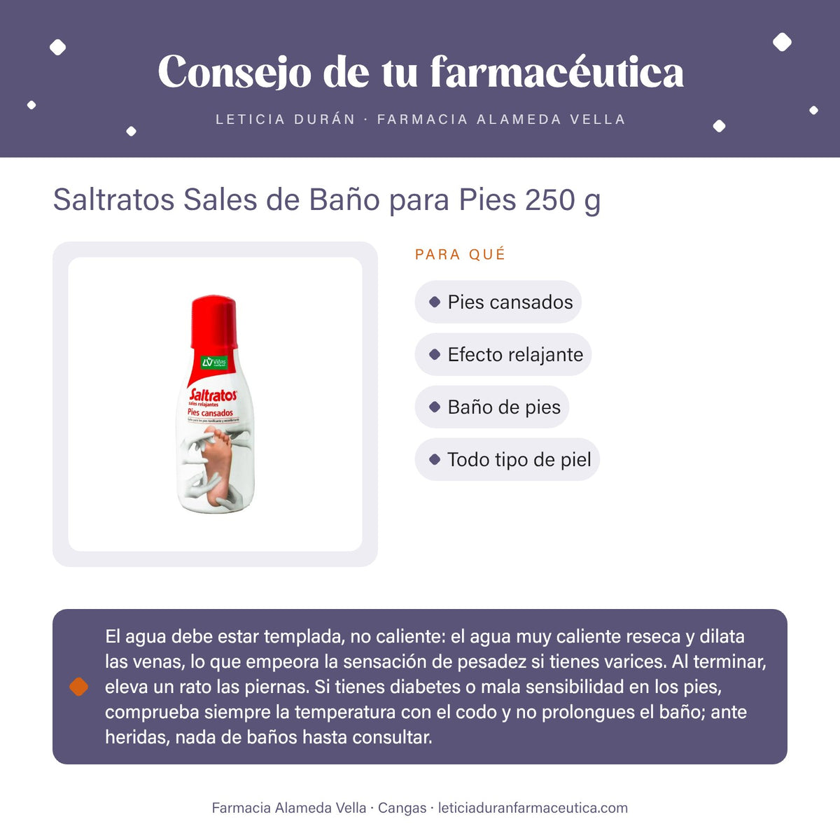 Saltratos Sales de Baño para Pies 250 g – consejo de tu farmacéutica
