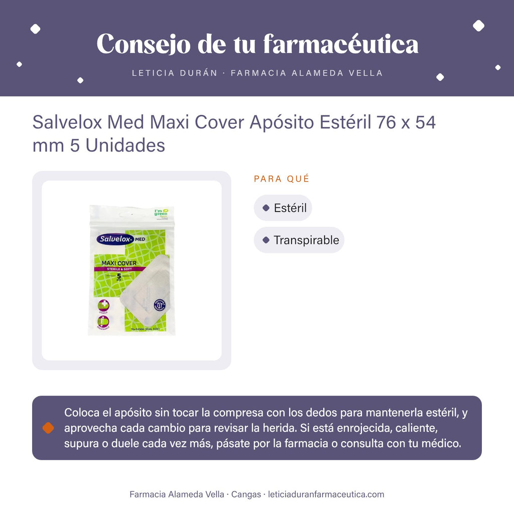 Salvelox Med Maxi Cover Apósito Estéril 76 x 54 mm 5 Unidades – consejo de tu farmacéutica