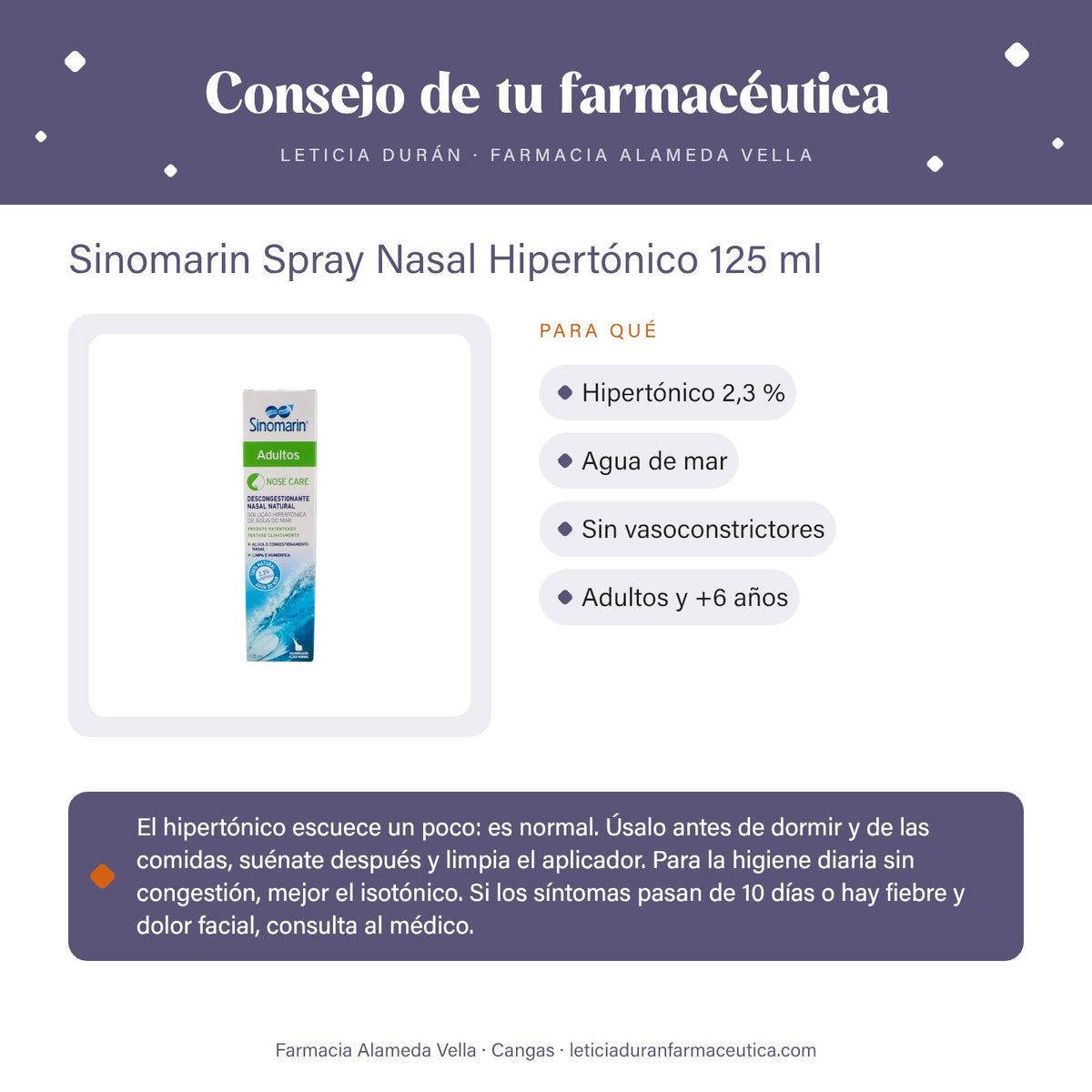Sinomarin Spray Nasal Hipertónico 125 ml – consejo de tu farmacéutica