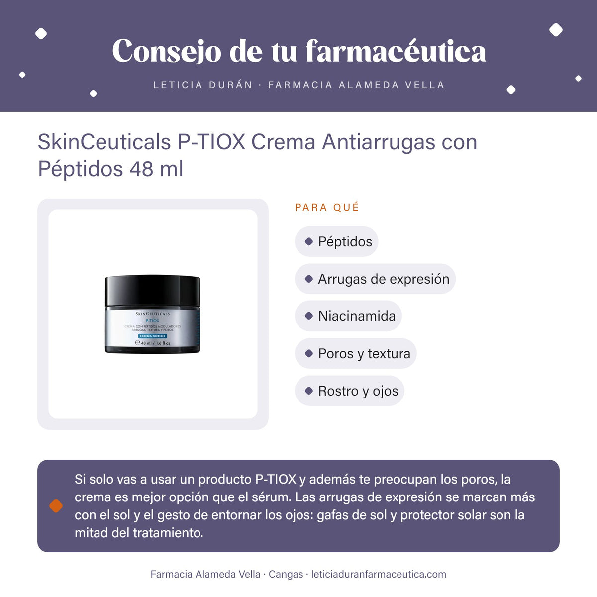 SkinCeuticals P-TIOX Crema Antiarrugas con Péptidos 48 ml – consejo de tu farmacéutica