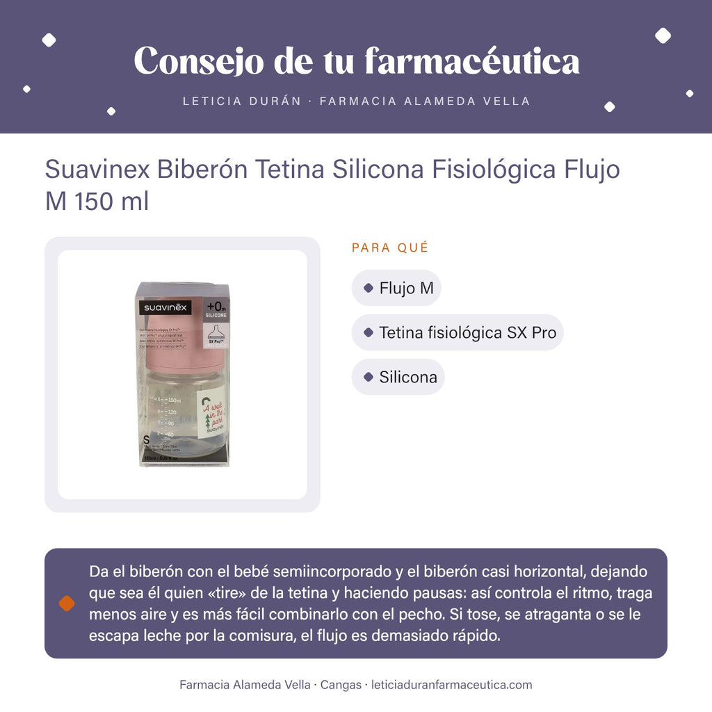 Suavinex Biberón Tetina Silicona Fisiológica Flujo M 150 ml – consejo de tu farmacéutica