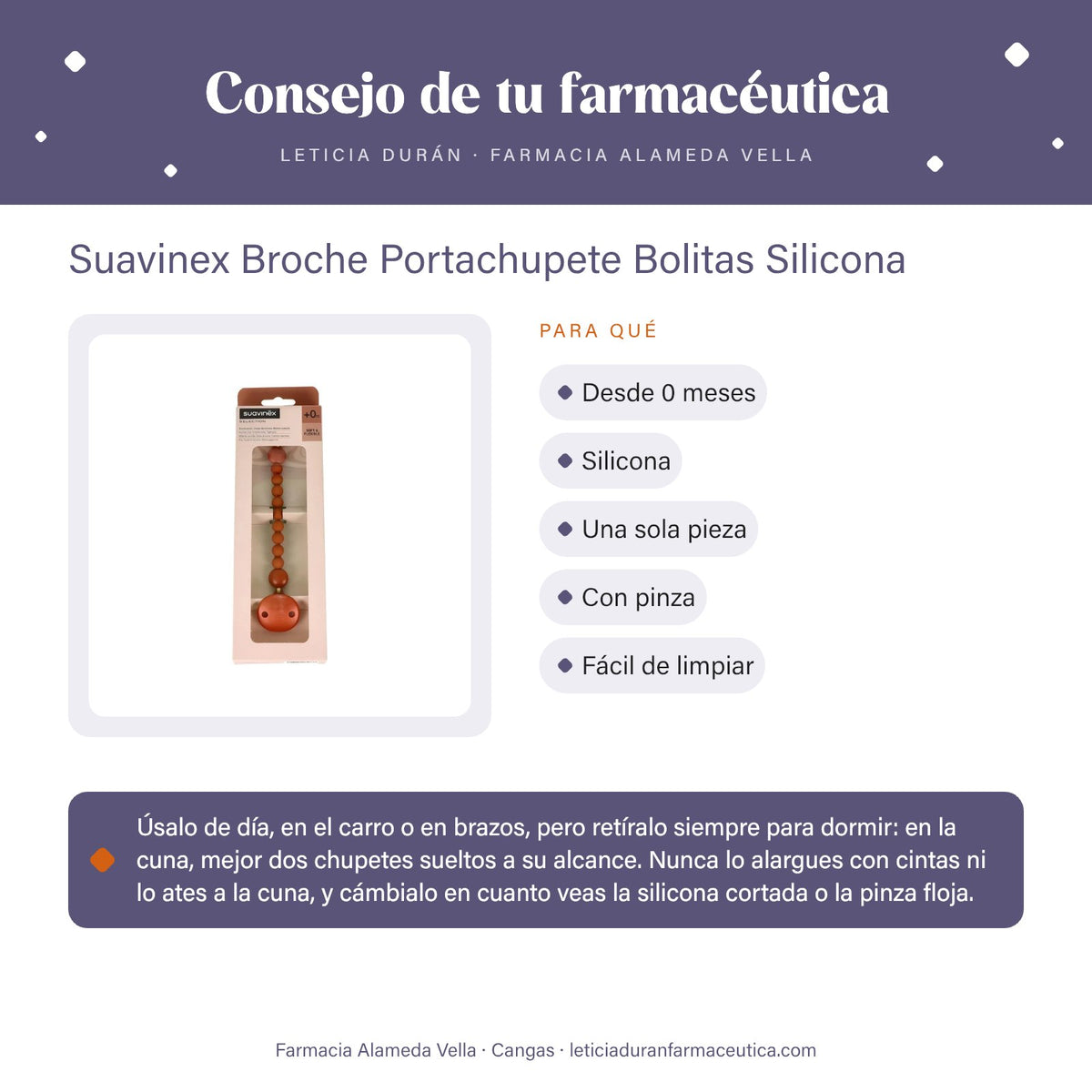 Suavinex Broche Portachupete Bolitas Silicona – consejo de tu farmacéutica