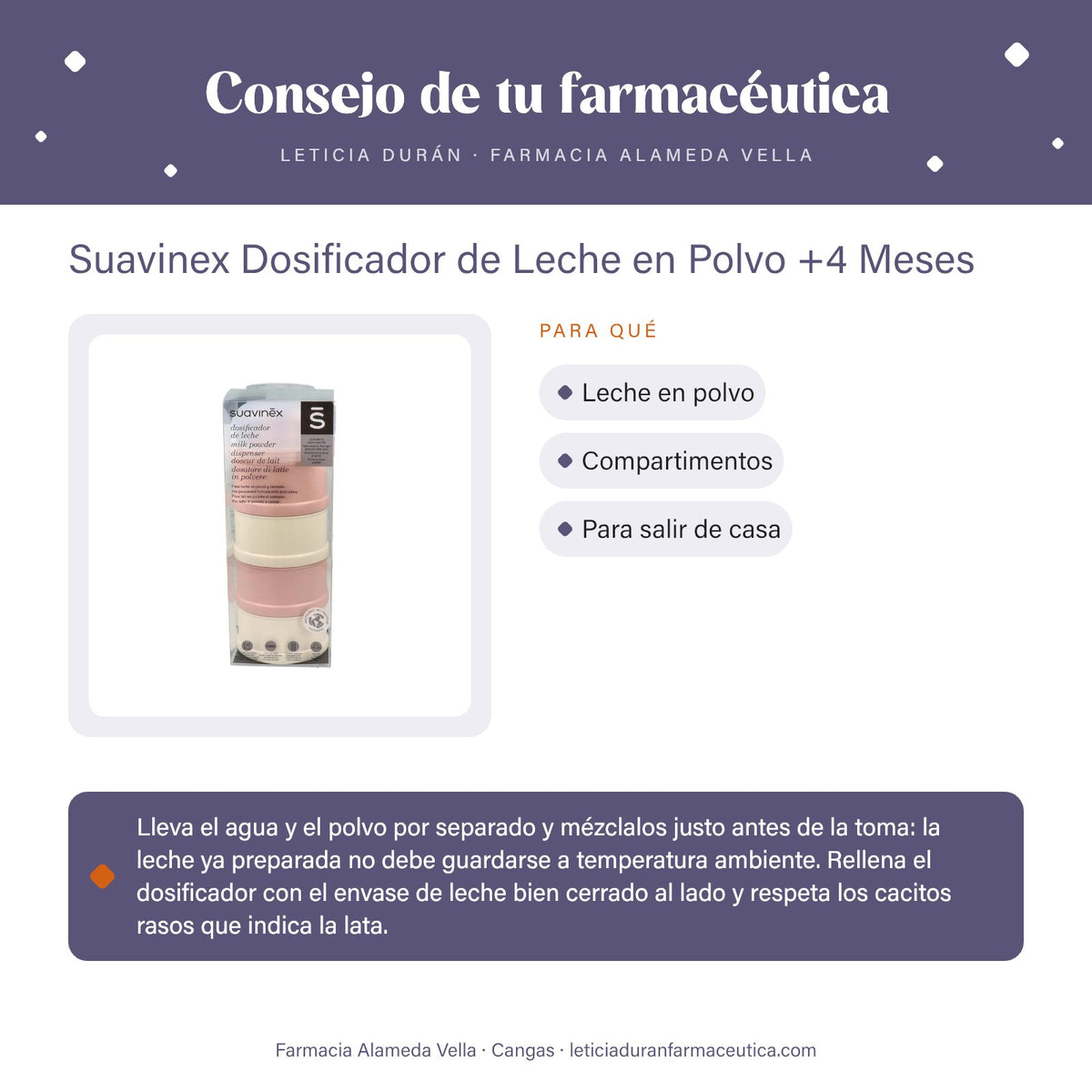 Suavinex Dosificador de Leche en Polvo +4 Meses – consejo de tu farmacéutica