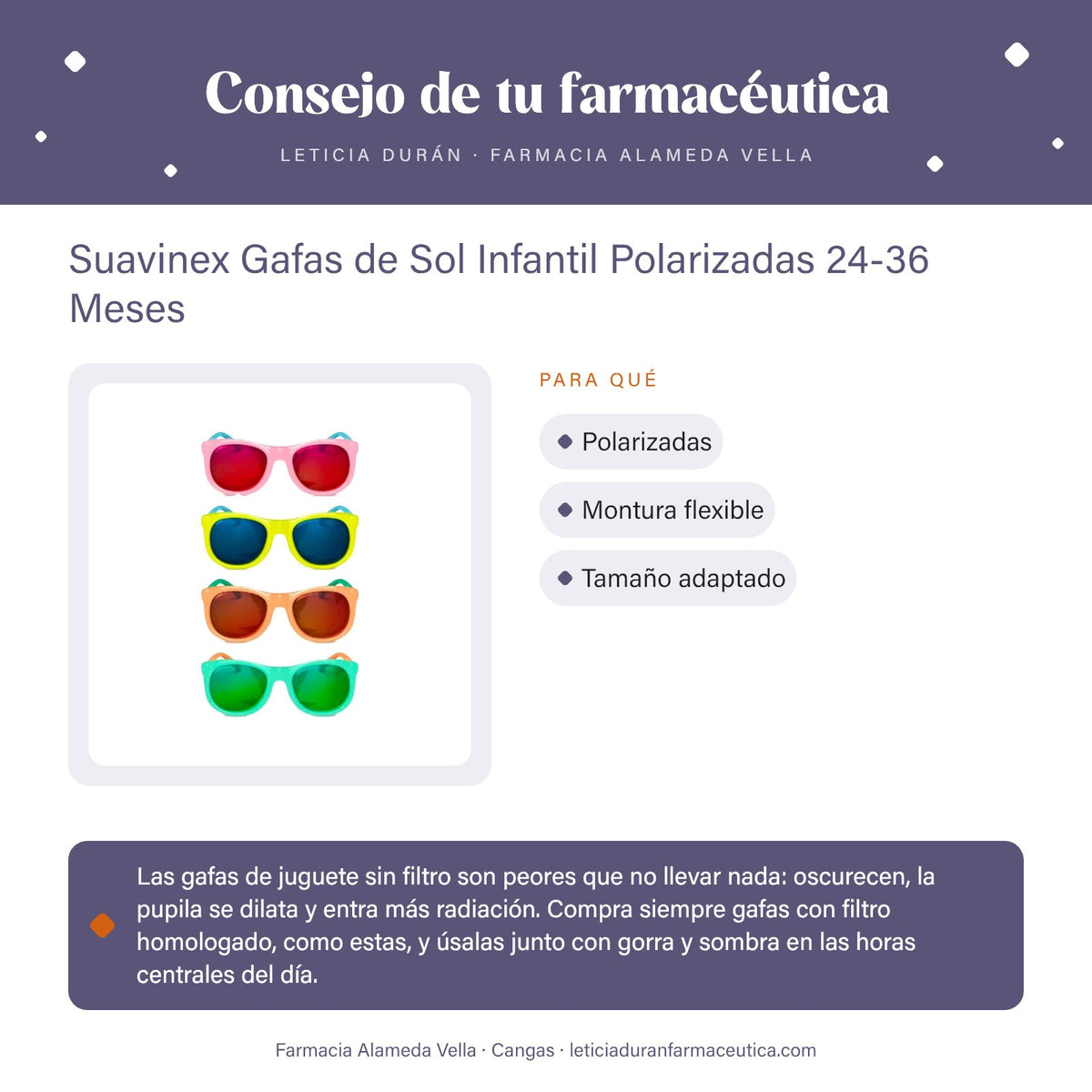 Suavinex Gafas de Sol Infantil Polarizadas 24-36 Meses – consejo de tu farmacéutica