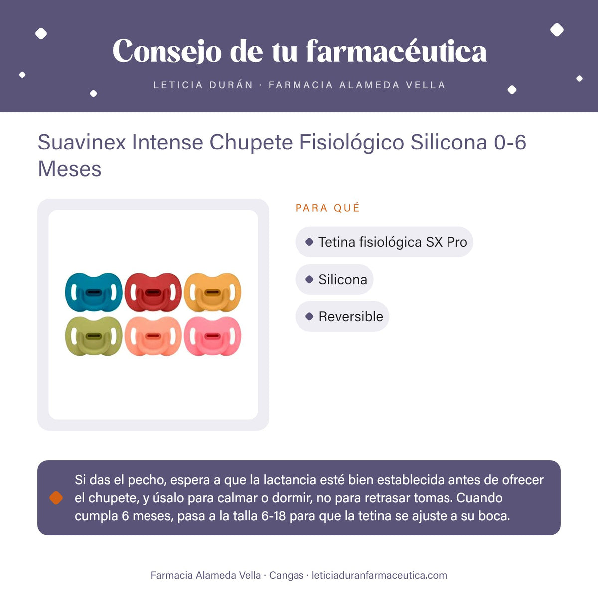 Suavinex Intense Chupete Fisiológico Silicona 0-6 Meses – consejo de tu farmacéutica