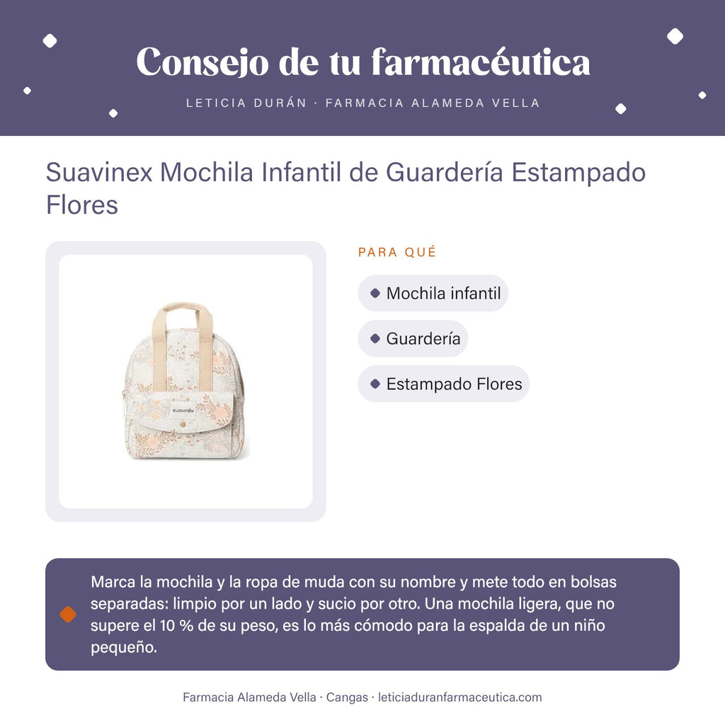 Suavinex Mochila Infantil de Guardería Estampado Flores – consejo de tu farmacéutica