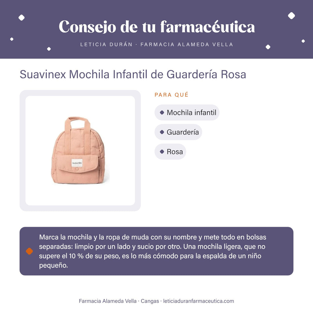 Suavinex Mochila Infantil de Guardería Rosa – consejo de tu farmacéutica