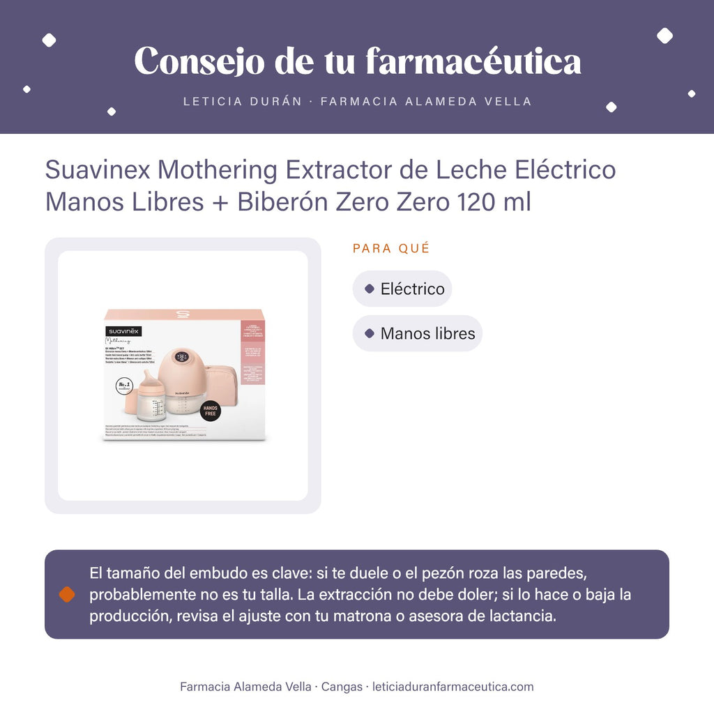 Suavinex Mothering Extractor de Leche Eléctrico Manos Libres + Biberón Zero Zero 120 ml – consejo de tu farmacéutica