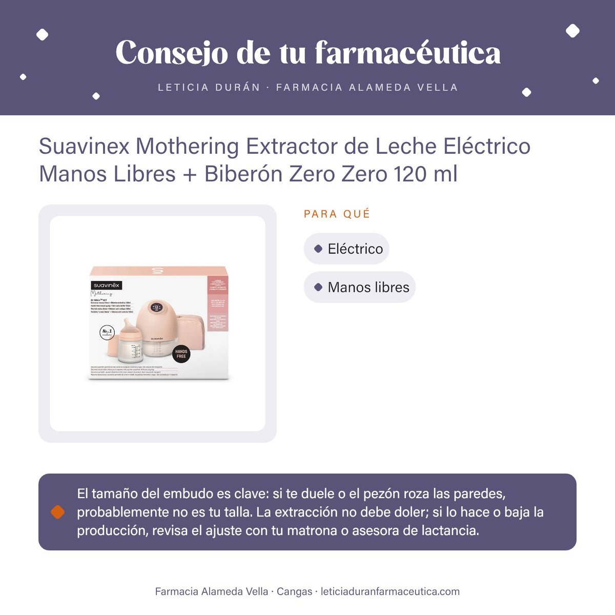 Suavinex Mothering Extractor de Leche Eléctrico Manos Libres + Biberón Zero Zero 120 ml – consejo de tu farmacéutica