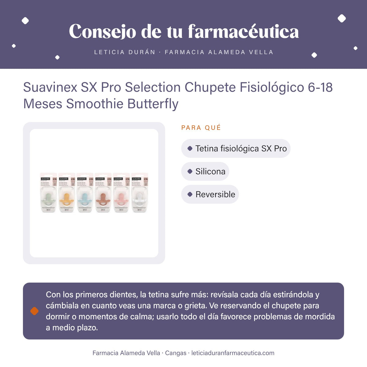 Suavinex SX Pro Selection Chupete Fisiológico 6-18 Meses Smoothie Butterfly – consejo de tu farmacéutica