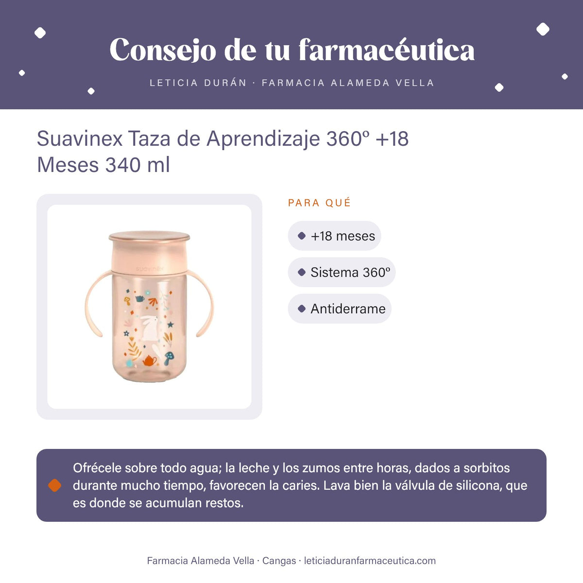 Suavinex Taza de Aprendizaje 360º +18 Meses 340 ml – consejo de tu farmacéutica