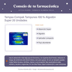 Tampax Compak Tampones 100 % Algodón Super 20 Unidades – consejo de tu farmacéutica