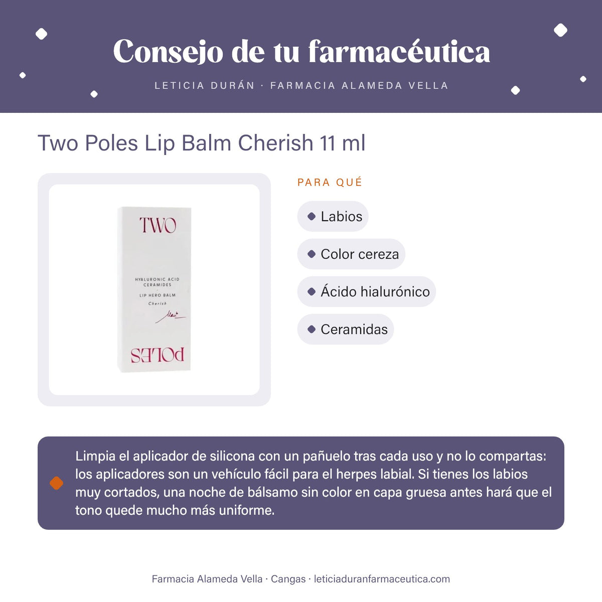 Two Poles Lip Balm Cherish 11 ml – consejo de tu farmacéutica