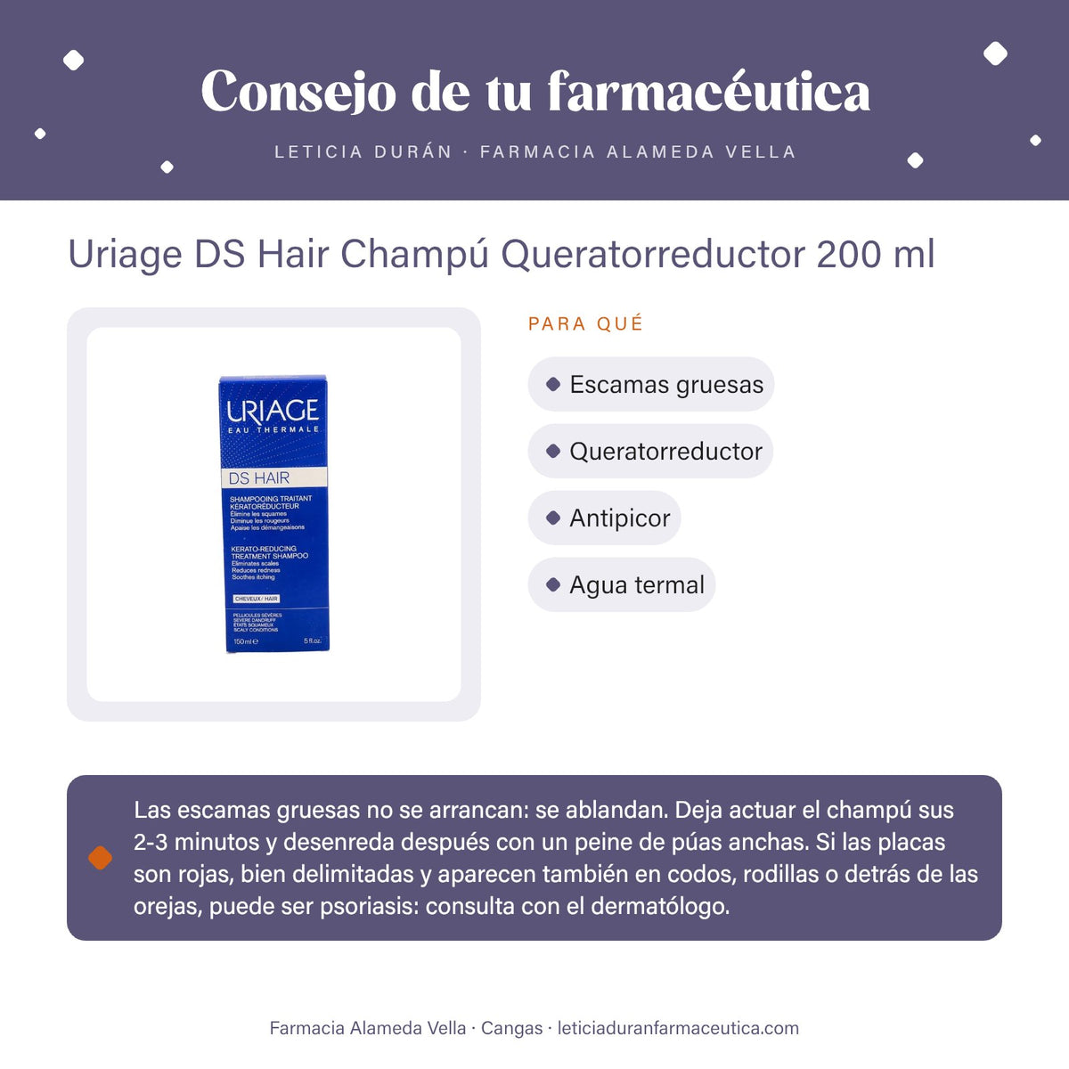 Uriage DS Hair Champú Queratorreductor 200 ml – consejo de tu farmacéutica