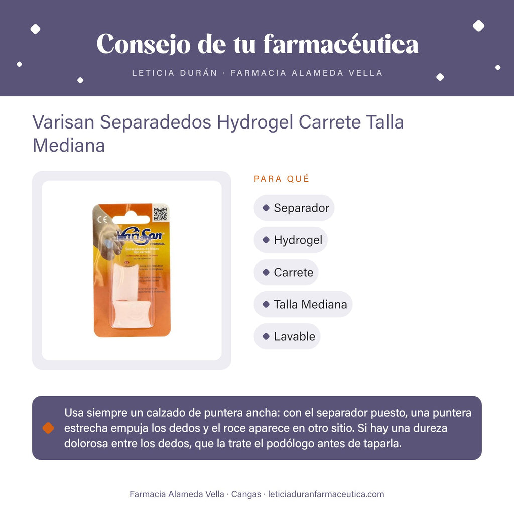 Varisan Separadedos Hydrogel Carrete Talla Mediana – consejo de tu farmacéutica