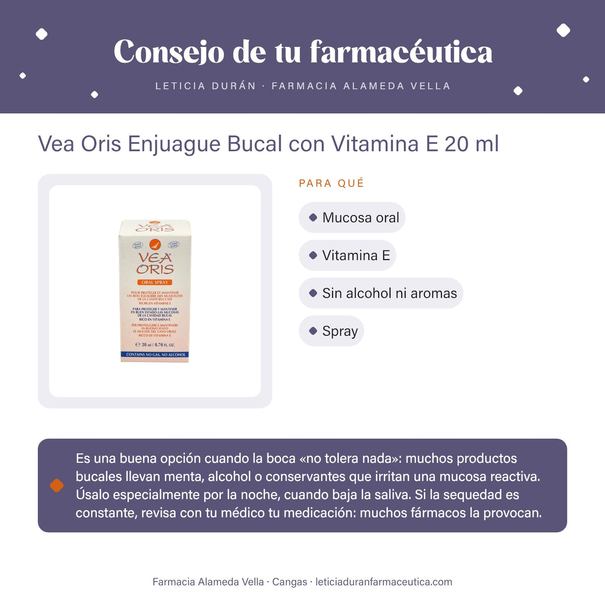 Vea Oris Enjuague Bucal con Vitamina E 20 ml – consejo de tu farmacéutica