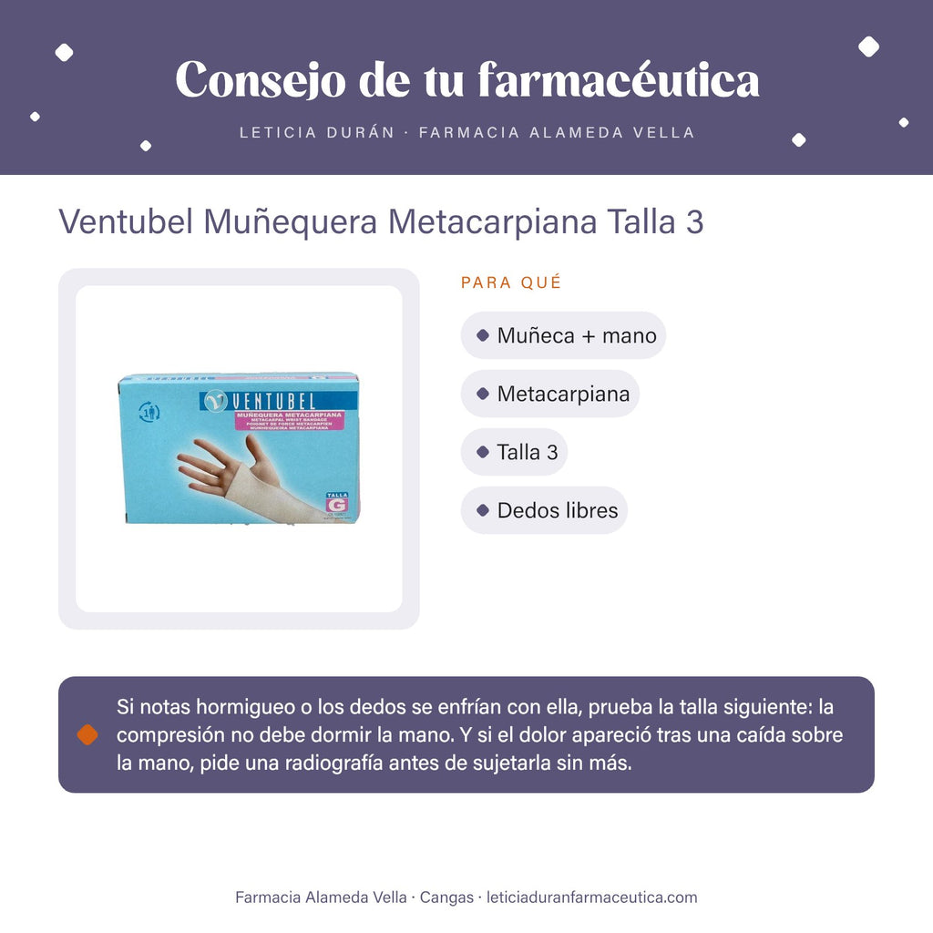 Ventubel Muñequera Metacarpiana Talla 3 – consejo de tu farmacéutica