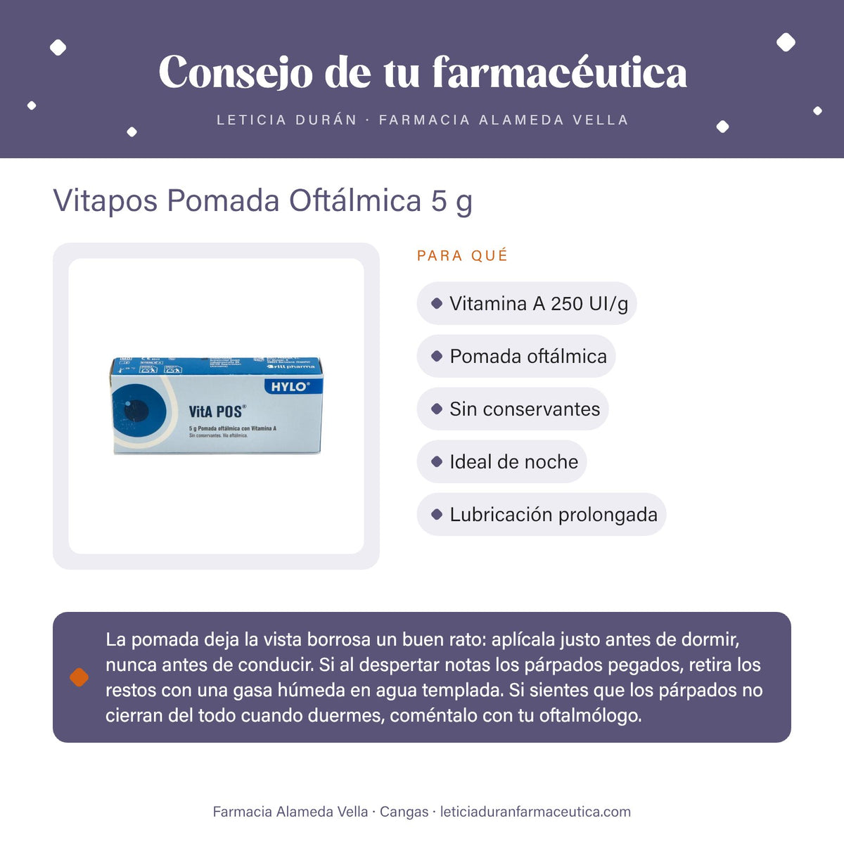 Vitapos Pomada Oftálmica 5 g – consejo de tu farmacéutica
