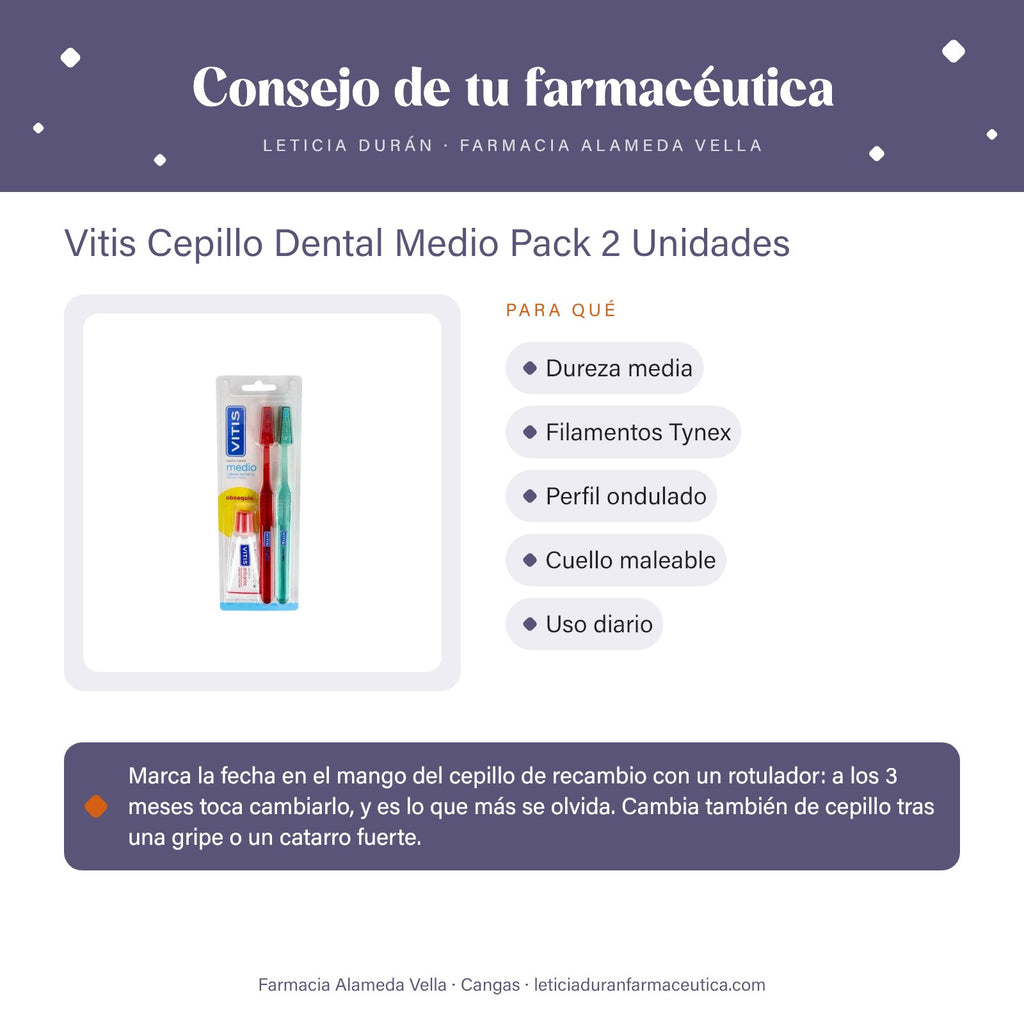 Vitis Cepillo Dental Medio Pack 2 Unidades – consejo de tu farmacéutica