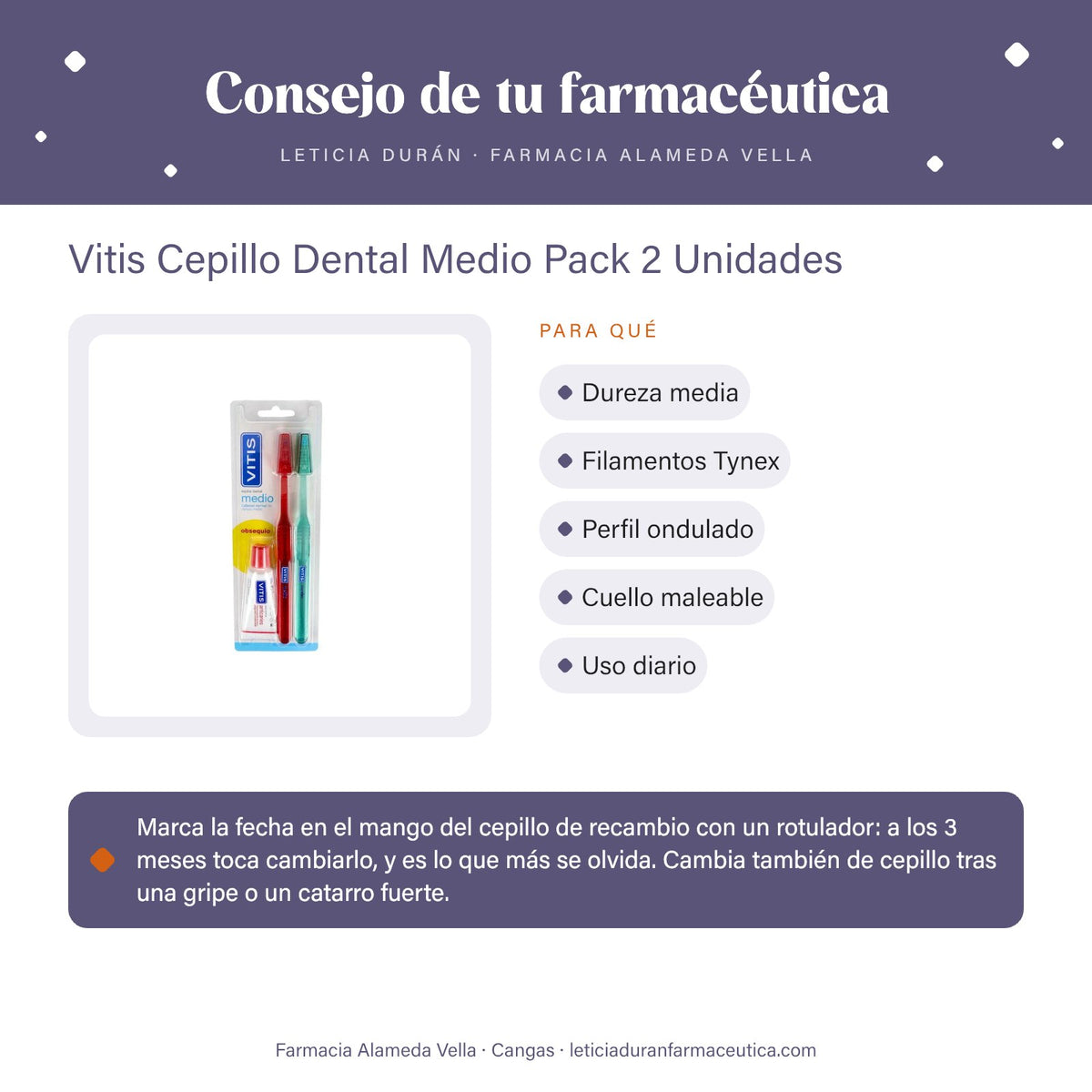 Vitis Cepillo Dental Medio Pack 2 Unidades – consejo de tu farmacéutica
