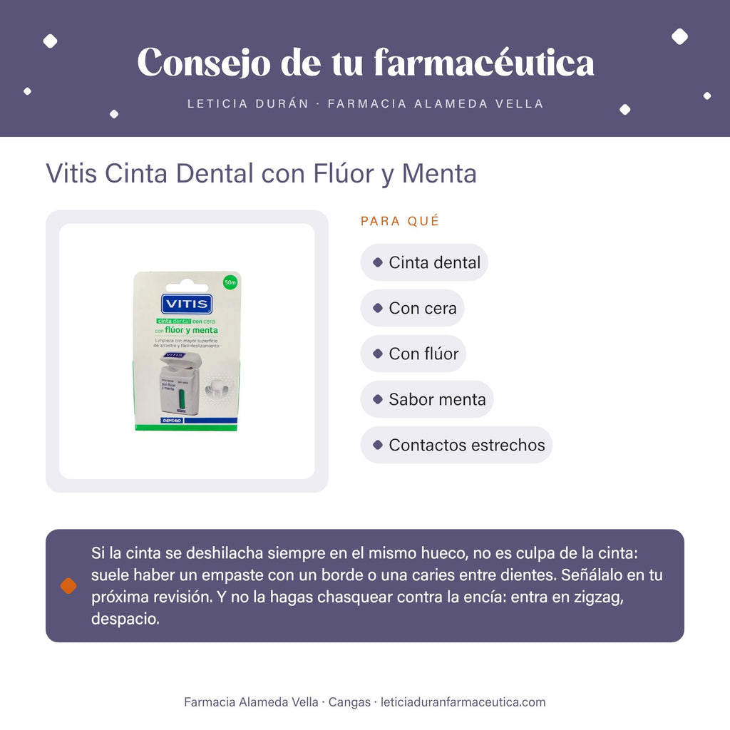 Vitis Cinta Dental con Flúor y Menta – consejo de tu farmacéutica