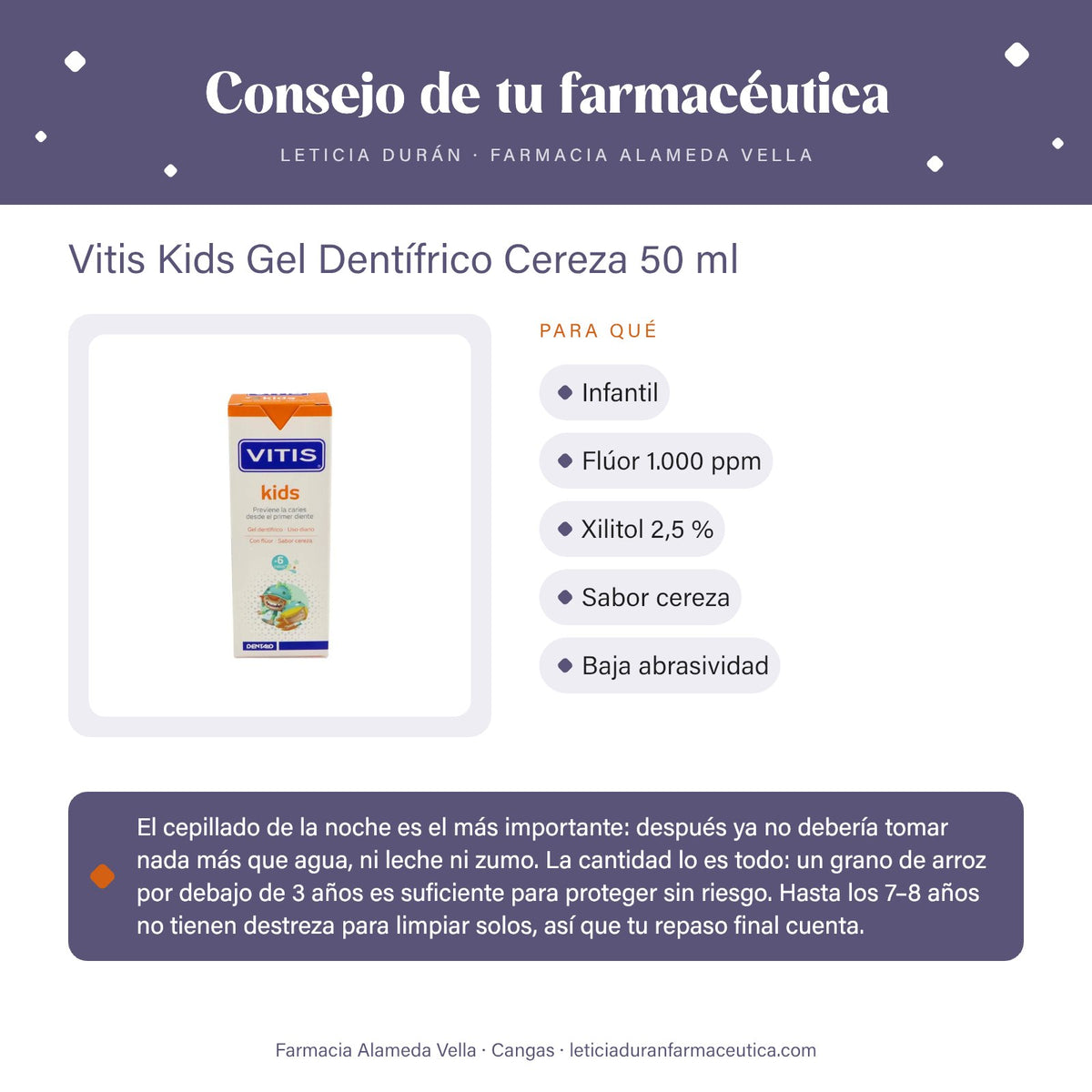 Vitis Kids Gel Dentífrico Cereza 50 ml – consejo de tu farmacéutica