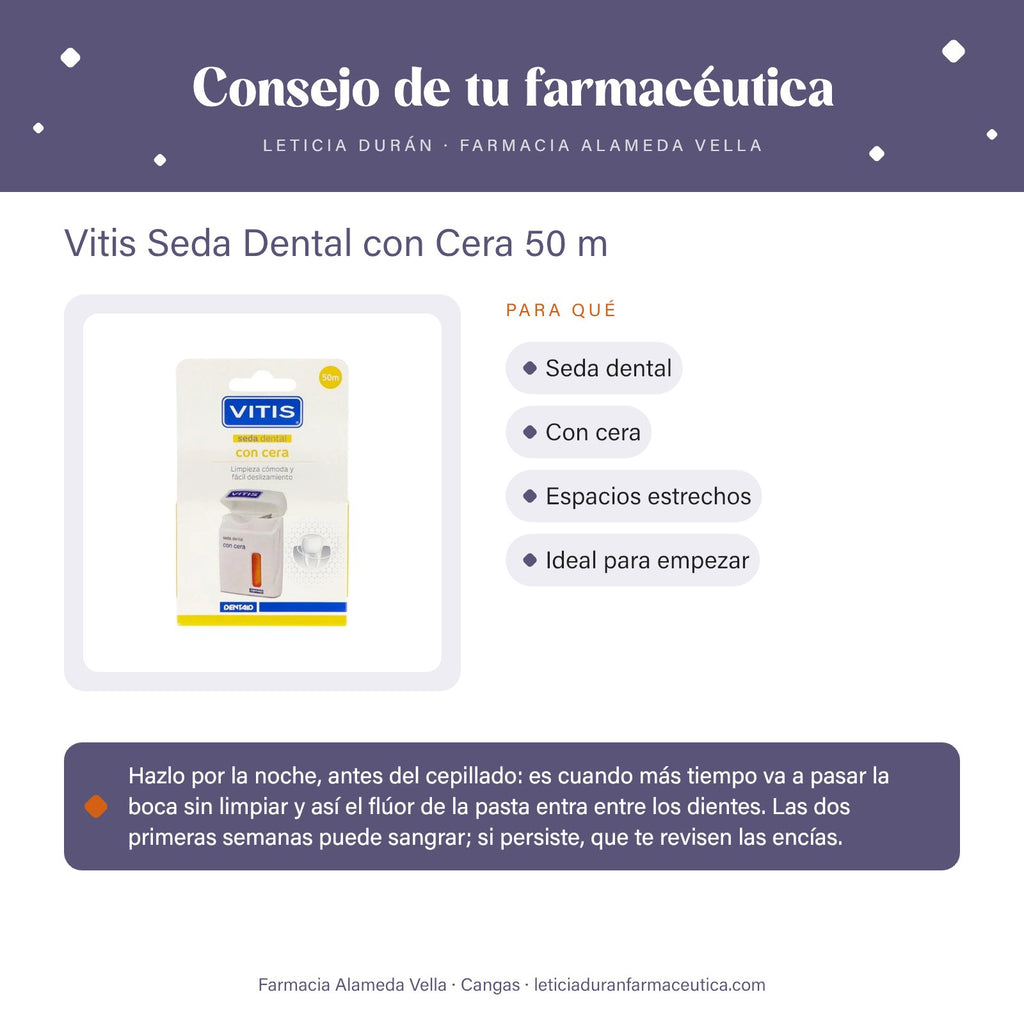Vitis Seda Dental con Cera 50 m – consejo de tu farmacéutica