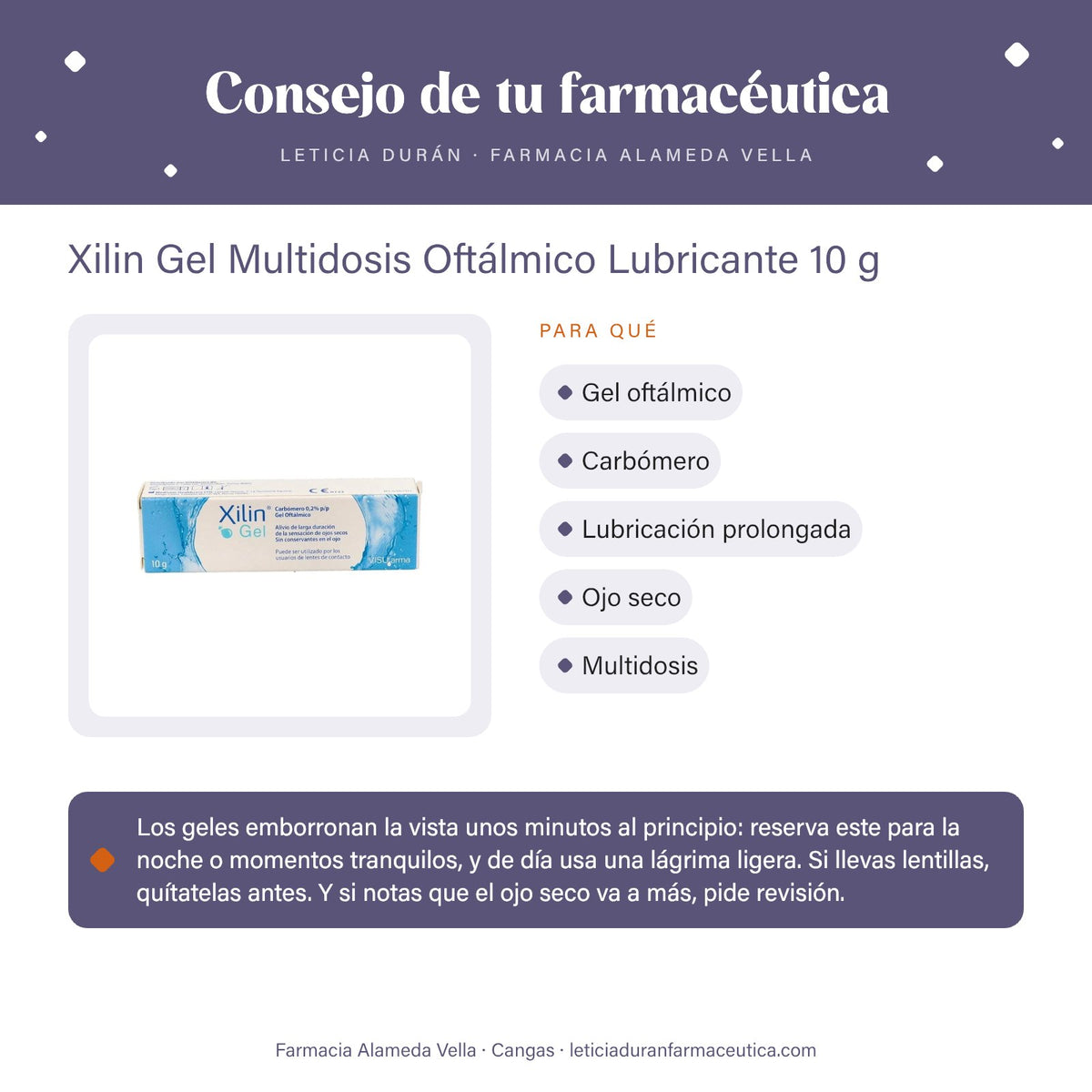 Xilin Gel Multidosis Oftálmico Lubricante 10 g – consejo de tu farmacéutica
