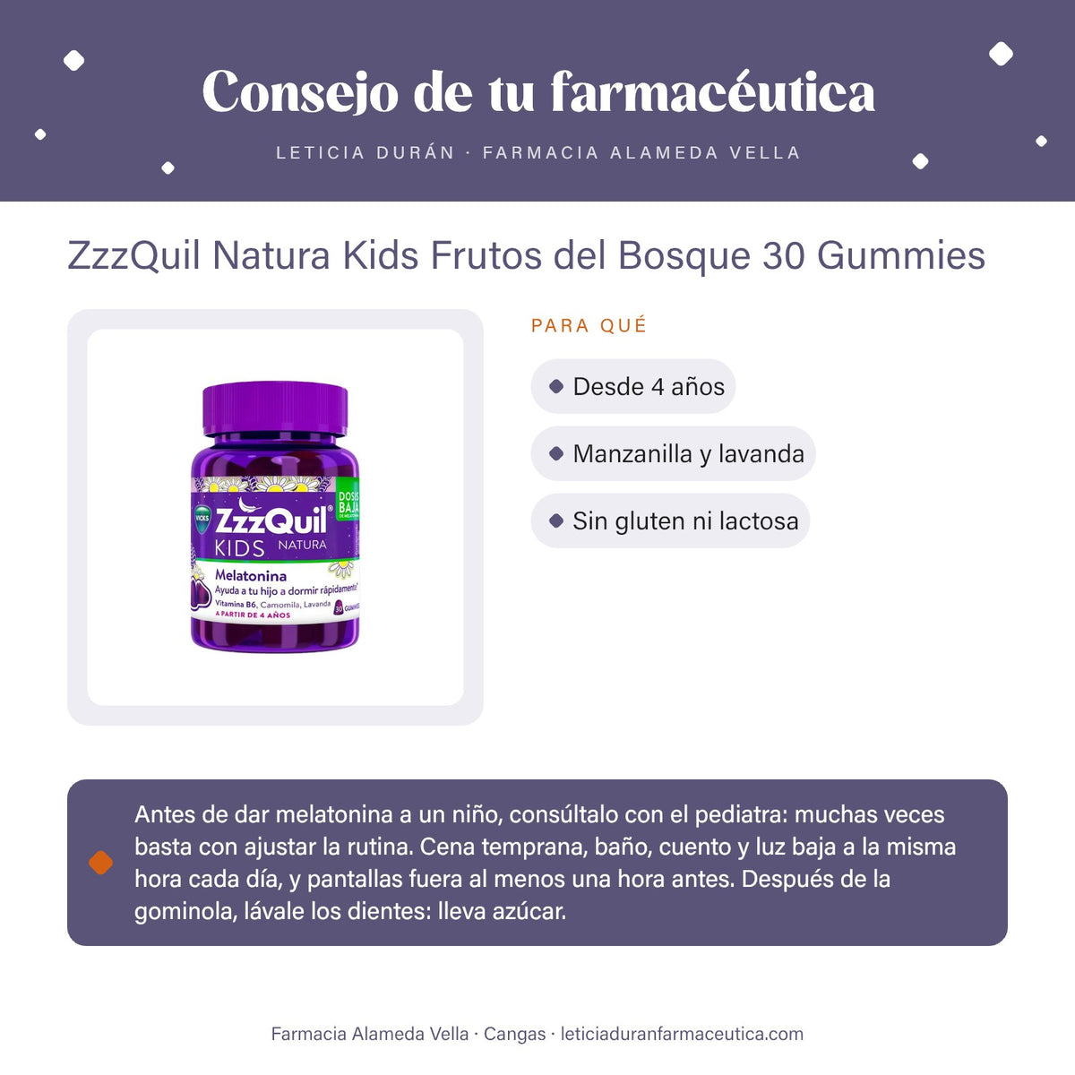 ZzzQuil Natura Kids Frutos del Bosque 30 Gummies – consejo de tu farmacéutica